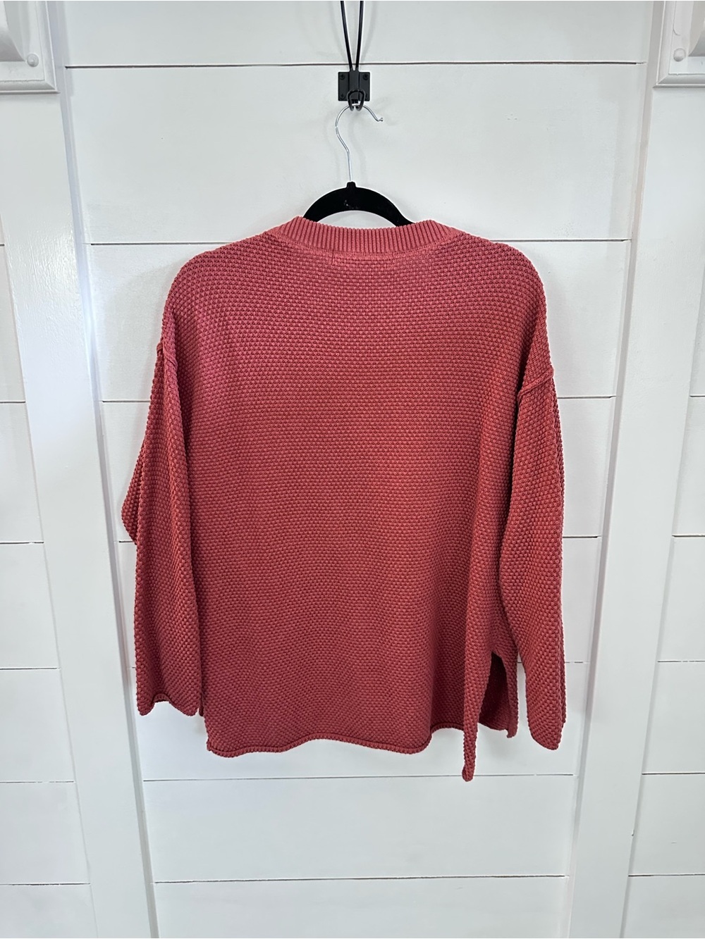Free People Beach XS Hailee rust oversized waffle 1/2 button crew cotton tunic - Picture 5 of 15
